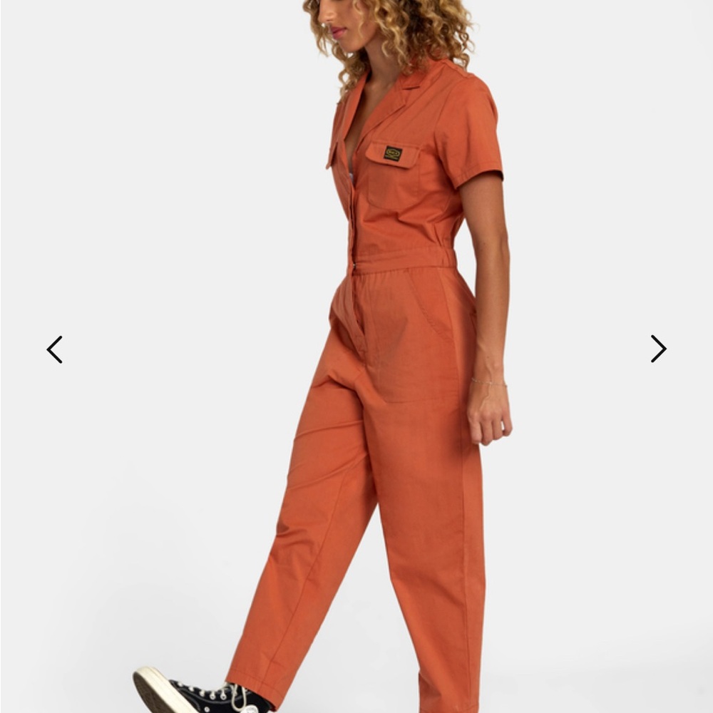 RVCA Recession Women's Orange Jumpsuit - Picture 4 of 9